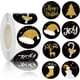 thumbnail image 1 of Rollo de 500 pegatinas navideñas, etiquetas navideñas redondas doradas negras, pegatinas de Feliz Navidad, pegatinas con sello de sobre con 8 diseños navideños, 1 of 5