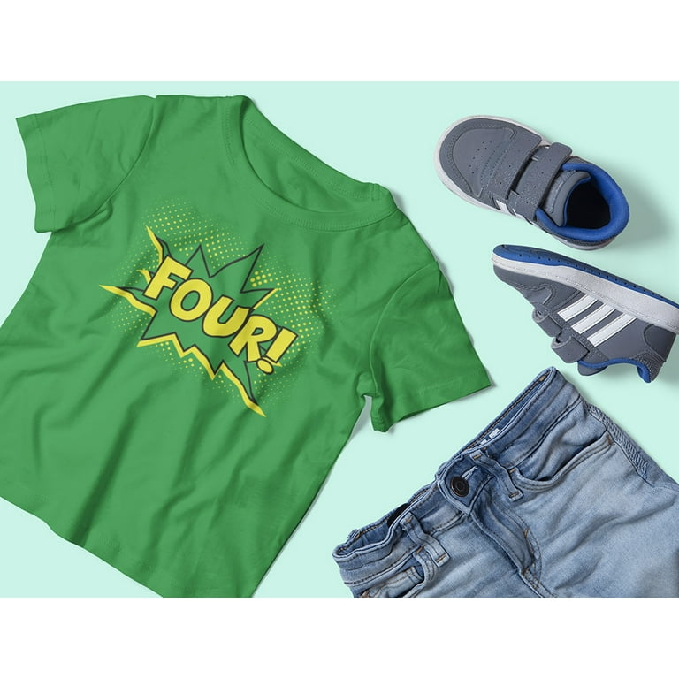 Kids Boys' Superhero Fourth Birthday T-Shirt Gift 4 Year Old Kids Kids Boys' Superhero Fourth Birthday T-Shirt Gift 4 Year Old Kids