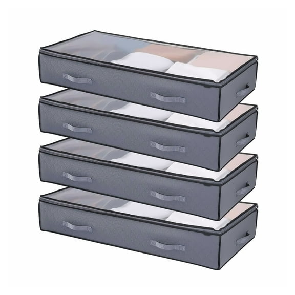 Under Bed Storage Containers with Lids, 39.2 x 19.7 x 7.1 Inch, 90L, 4 Pack