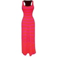 thumbnail image 1 of Peach Couture Racerback Summer Maxi Dress Striped Solid Sundress Fuchsia Orange S, 1 of 1