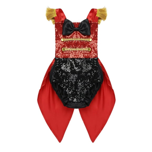 DPOIS Kids Baby Girls Shiny Romper Sequined Bodysuit Halloween Cosplay Costumes Red 3-4