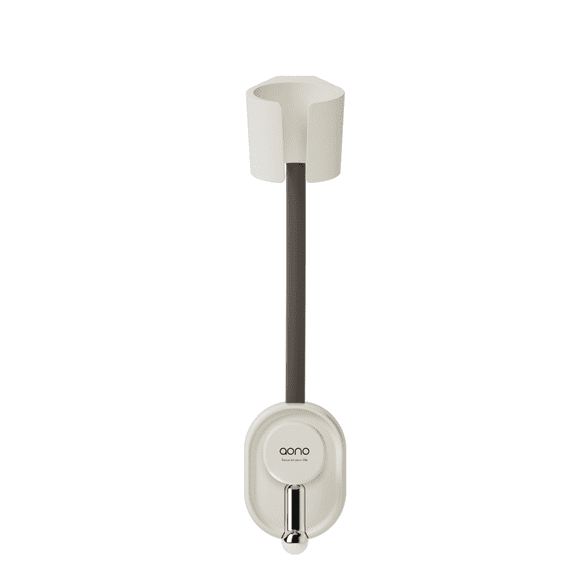 360 Degree Adjustable Hands-Free Cord Organizer No-Drill Strong Suction Wall Mount Hair Dryer Stand, Cream White