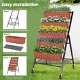 thumbnail image 6 of VIBESPARK 5-Tier Vertical Raised Garden Bed with Lockable Caster Wheels - 4FT, Includes 5 Planter Boxes, Ideal for Growing Vegetables, Herbs, and Flowers Indoors (Brown), 6 of 10