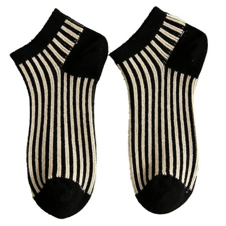 

VIEGINE Japanese Women Teen Girls Summer Cotton Short Ankle Socks Sweet Solid Candy Color Vertical Stripes Printed Casual Knitted Hosiery