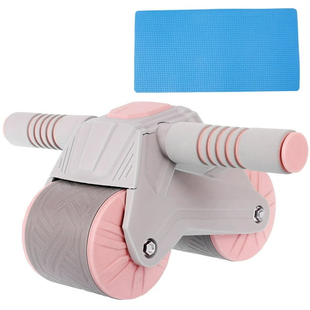 MesaSe Roue AB Automatique Portable Double Roue à Rouleau AB avec Genouillères Noyau Réutilisable Entraînement de Force (Rose)