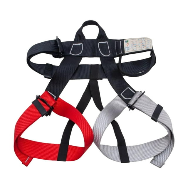 jinwen Rock Climbing Harness for Outdoor Activities Training Engineering Protection Black Red
