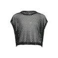 thumbnail image 3 of Zaldita Kids Girls Mesh Crop Tops Short Sleeve Hollow Out Fishnet Jazz Ballet Disco Dance Tank Tops T Shirts Blouse Black 5-6, 3 of 6