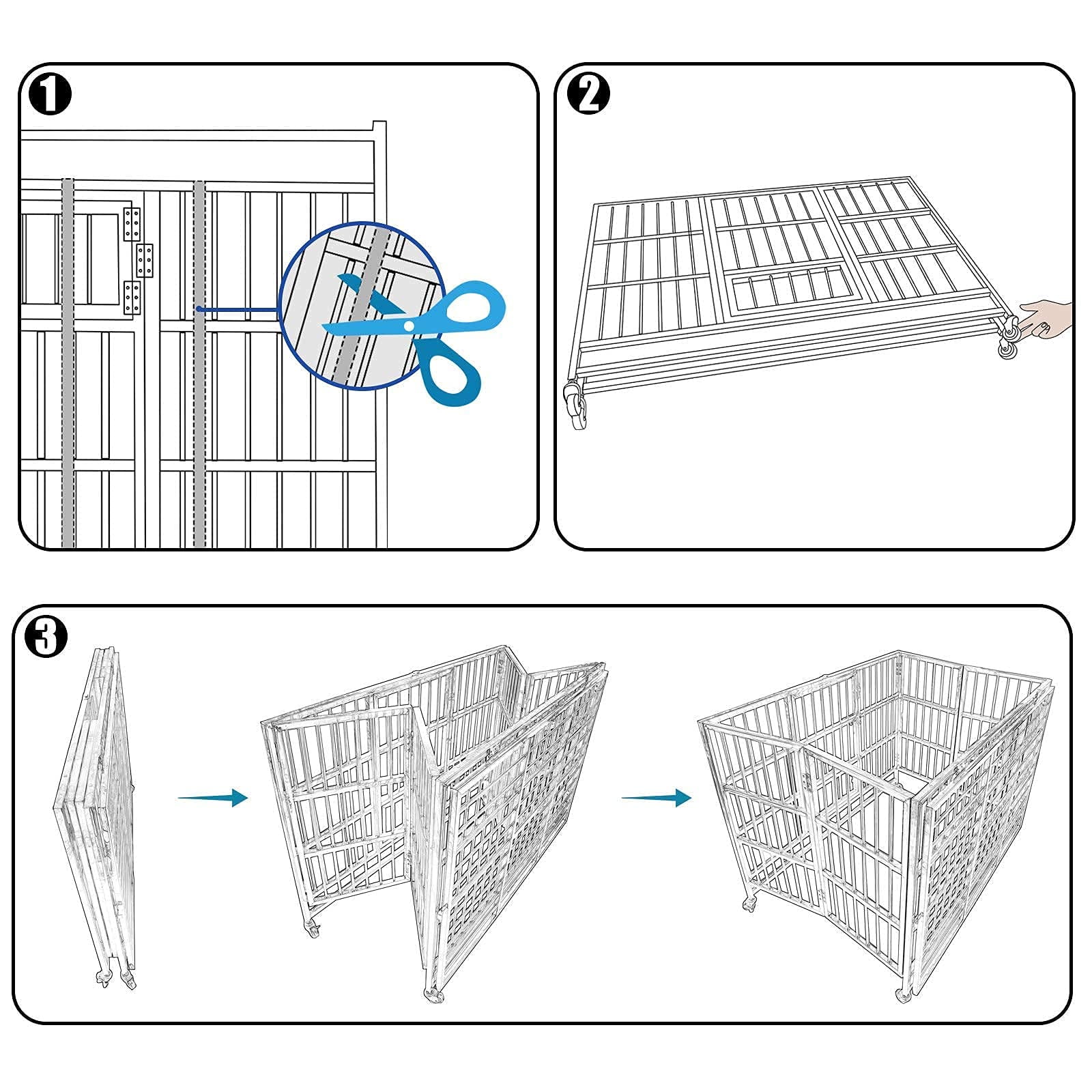 Confote 42" Heavy Duty Stainless Steel Dog Cage Kennel Crate and Playpen for Training Large Dog Indoor Outdoor with Double Doors & Locks Design Included Lockable Wheels Removable Tray No Screw