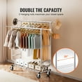 thumbnail image 2 of KFFKFF Support à Vêtements Robuste, Porte-Vêtements à Double Barre pour Draperies, Élévation Modifiable et Portée Extensible avec Zone de Rangement Inférieure, Capacité de Charge de 600 Lb, 2 of 9