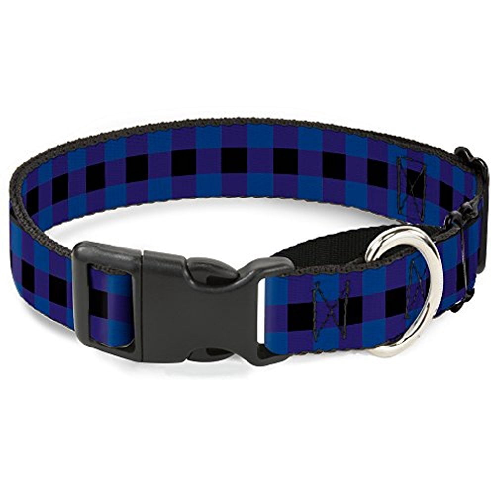 Buckle-Down Buffalo Plaid Black Blue Martingale Dog Collar