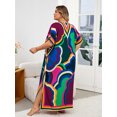 thumbnail image 2 of V nech Maxi Beach Dresses for Swimwear Women Plus Size Kaftan Loungewear Long Caftan Robe Summer Casual muumuu Dress Lightweight House Wear Soft Night Gown Vacation Tunic, 2 of 10