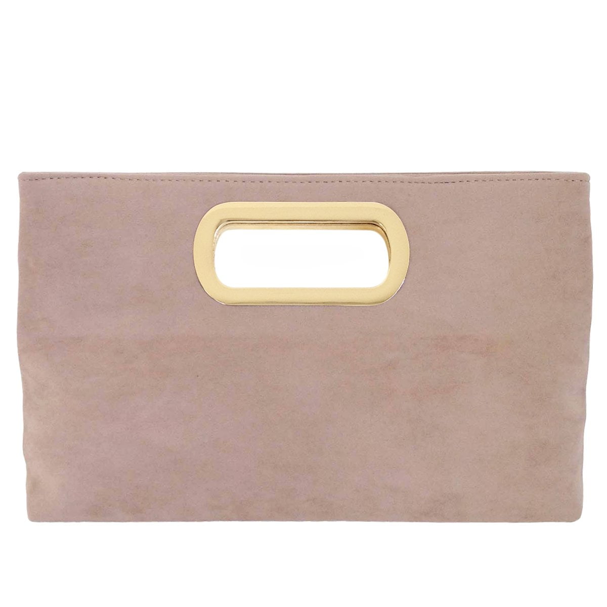 SUEDE ZIP TOP CLUTCH SOLID BLACK