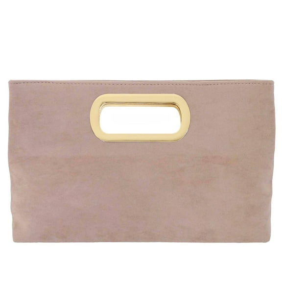 Top Handle Faux Suede Clutch