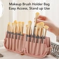 thumbnail image 3 of Bolsa De Soporte Para Brochas De Maquillaje De Pie, Estuche Plegable Para Brochas Cosméticas De Viaje De Cuero PU Con 20 Bolsillos Para Viajes, 3 of 7