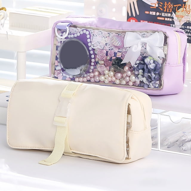 Xuewenshw Stylish Large Capacity Minimalist Stationery Pencil With Japanese F.l.a.ir Transparent Pen Bag For Students Pencil School Boy