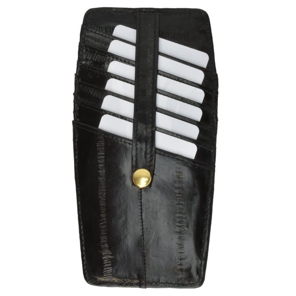 Snap Two Sided Eel Skin Leather Credit Card Holder E 531