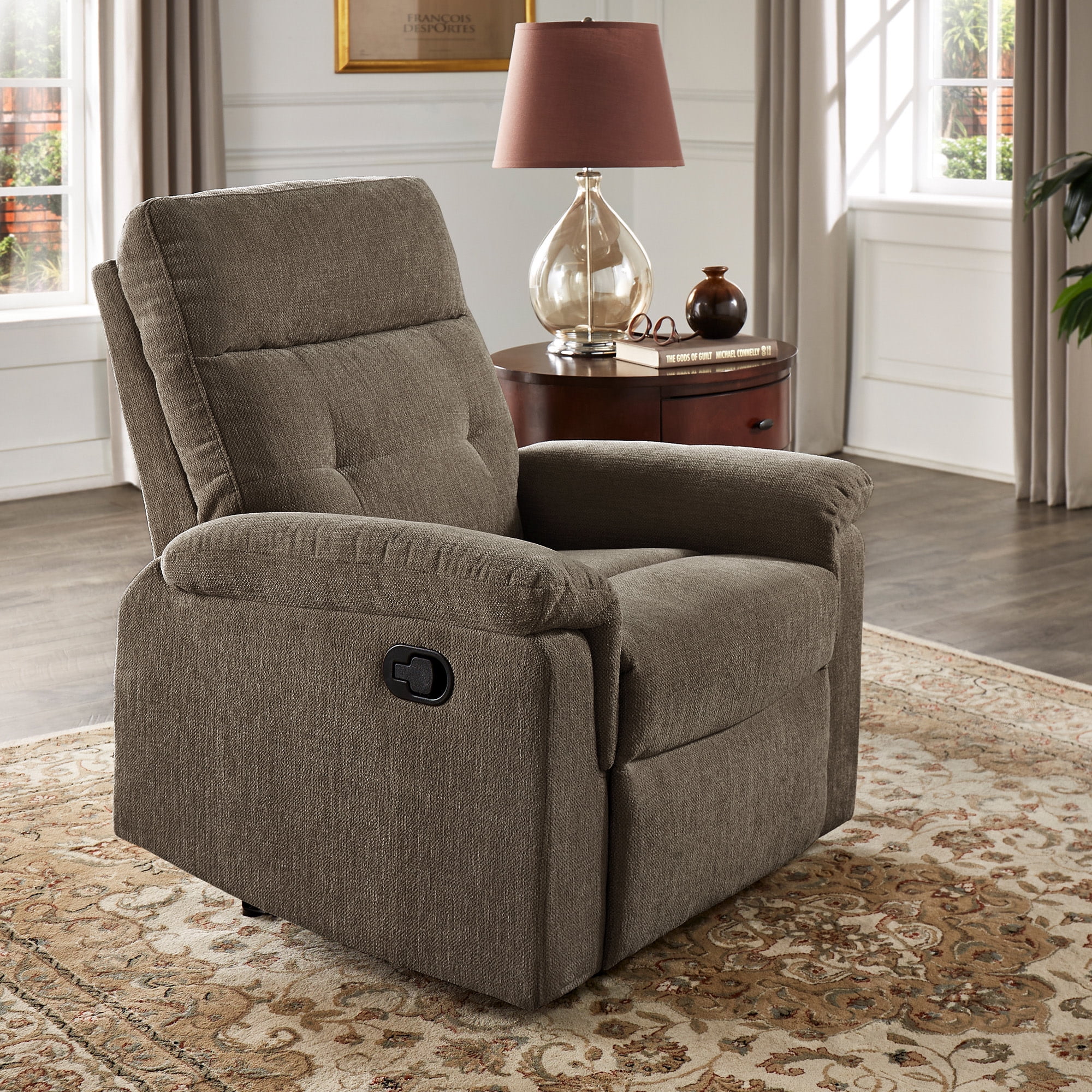 Weston Home Boerne Chenille Fabric Manual Recliner, Dark Gray