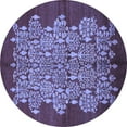 thumbnail image 1 of Ahgly Company Machine Washable Indoor Round Oriental Blue Industrial Area Rugs, 6' Round, 1 of 4