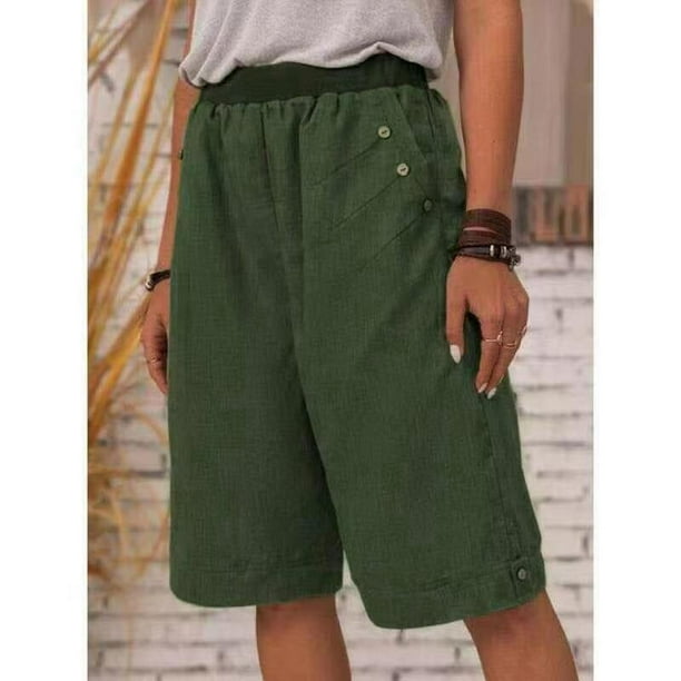 Pantalones cortos, pantalones casuales de color sólido para mujer, pantalones de pierna recta, decoración del hogar