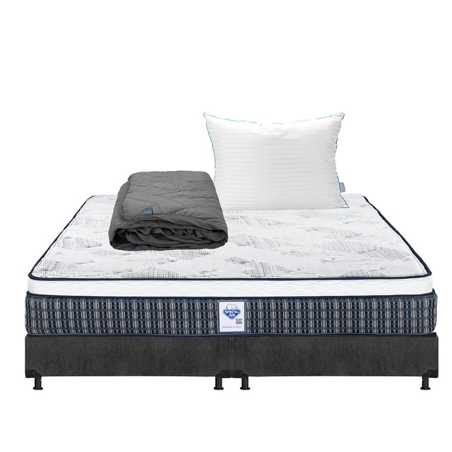 Colchón King Size Cardona + Box + Almohada Royal + Protector Lux