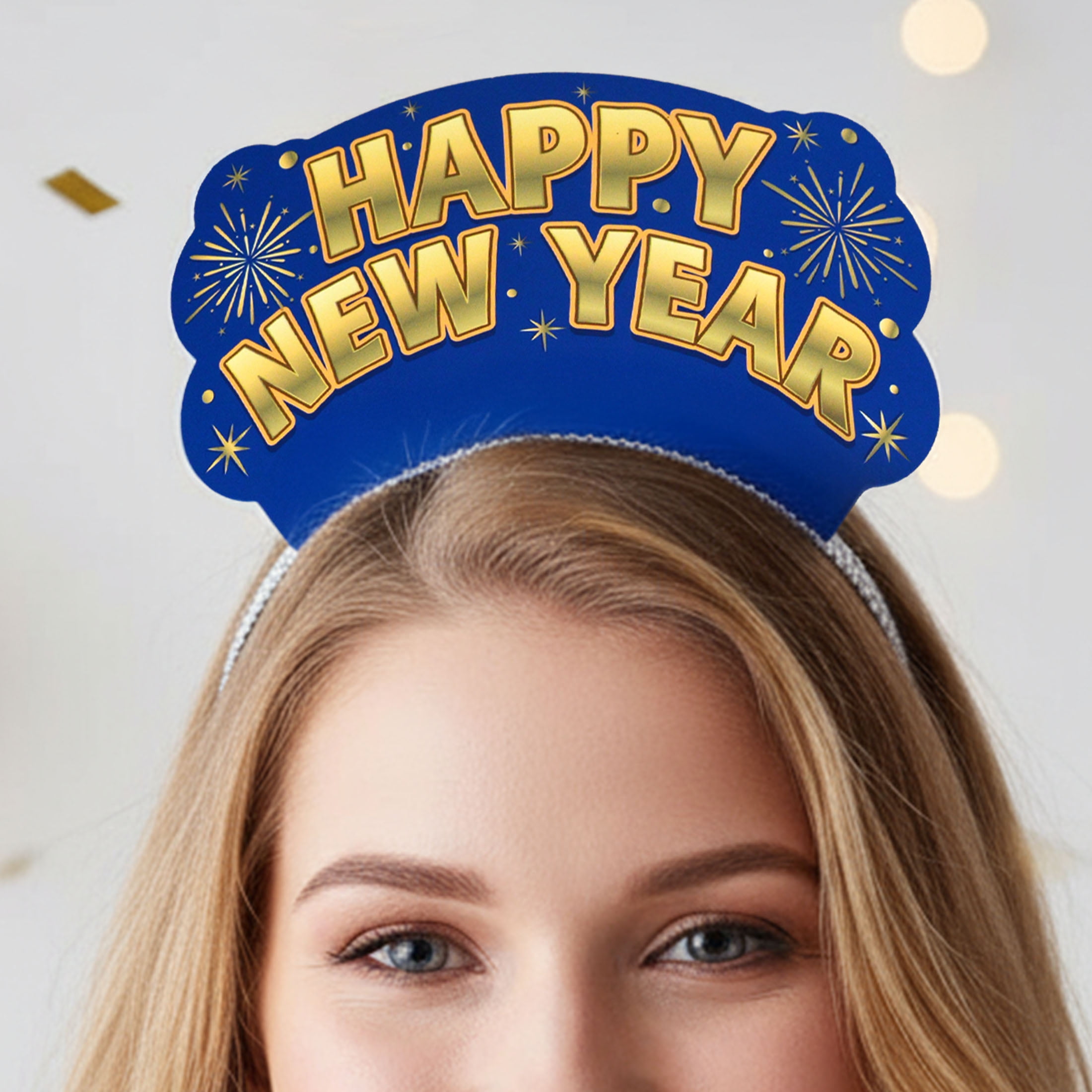 Serre-tête diadème bleu du Nouvel An avec inscription « Bonne année », 2 pièces, décorations festives, une façon originale de célébrer avec style, adulte