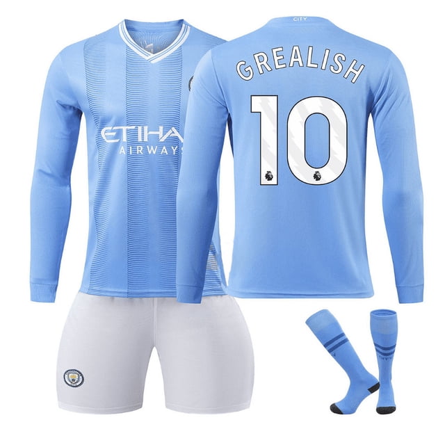Maillot de Soccer à Manches Longues pour Hommes et Femmes HAALAND 9 GREALISH Garçons Filles
