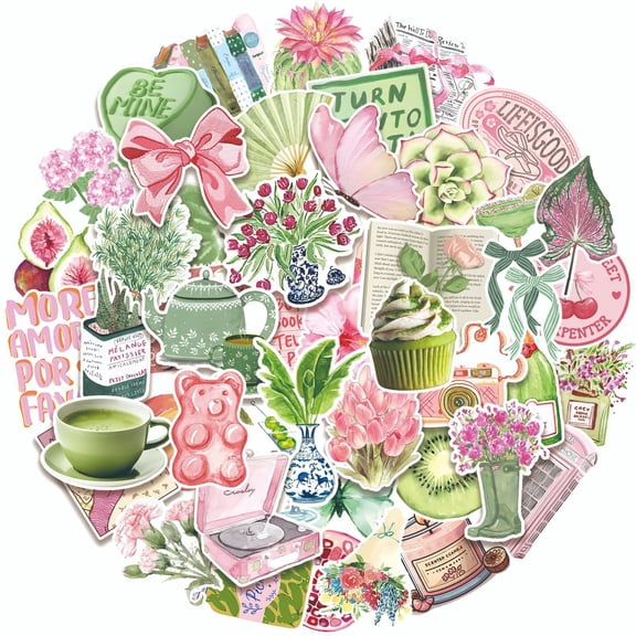 50Pcs Adhesive Cartoon Sticker Scrapbooking Sticker for Journal Phone Laptop Guitar Luggage Scrapbooking Embellishment