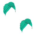 thumbnail image 1 of Qarigey Turbante Nudo Musulmán Hijab Elástico Superficie lisa Diadema Pañuelo Gorro Cabello para mujeres de cara Verde claro Verde claro 2piezas, 1 of 6