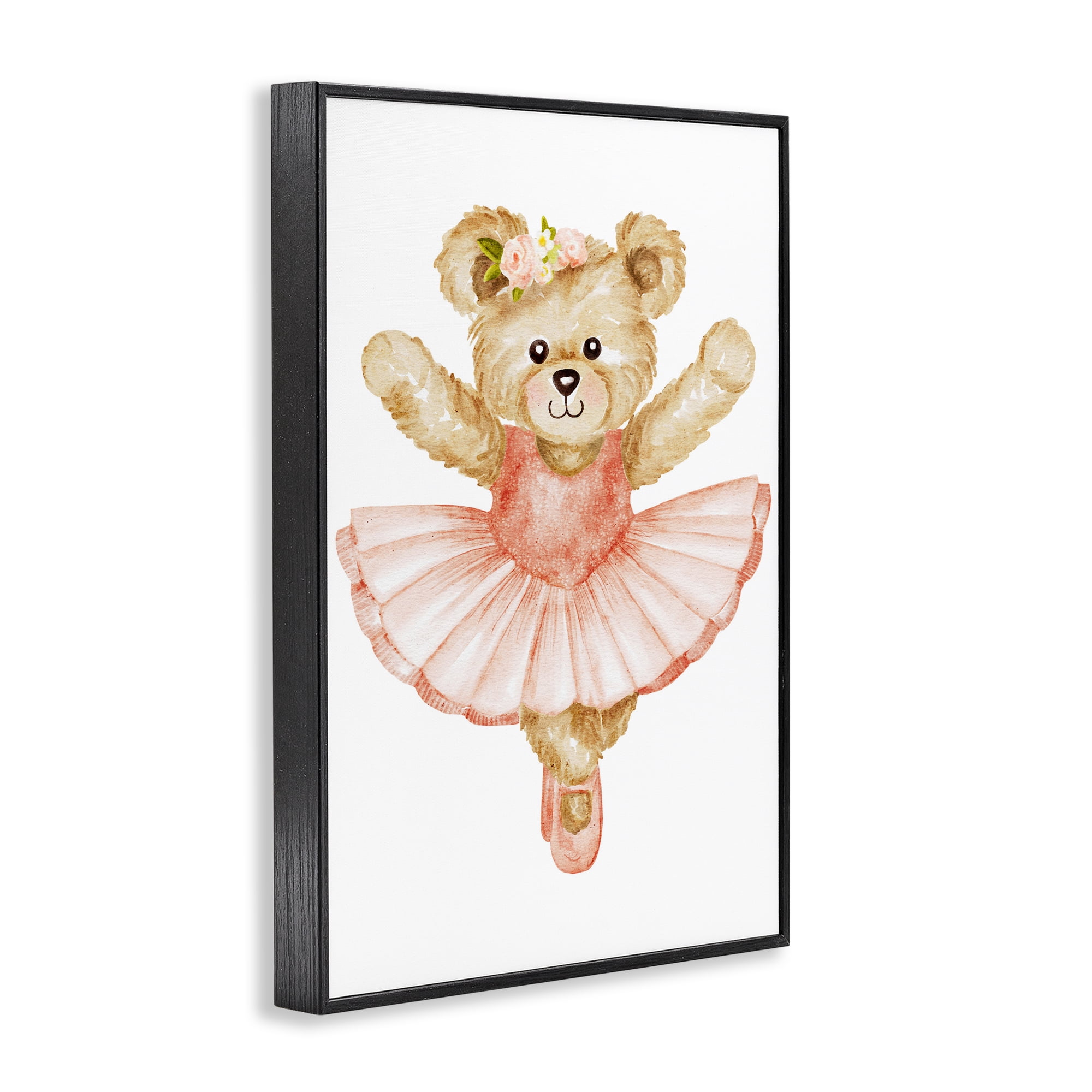 Teddy Bear Ballet Tutu Black Framed Giclee Art, design by Amy Hall