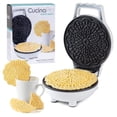 thumbnail image 1 of CucinaPro Mini Máquina Eléctrica para Hacer Pizzelles, Hace 1 Waffle Italiano Tradicional Personal de Tamaño Pequeño de 4 Pulgadas en Minutos, Prensa de Hierro Antiadherente con Receta, Galleta de Pos, 1 of 5