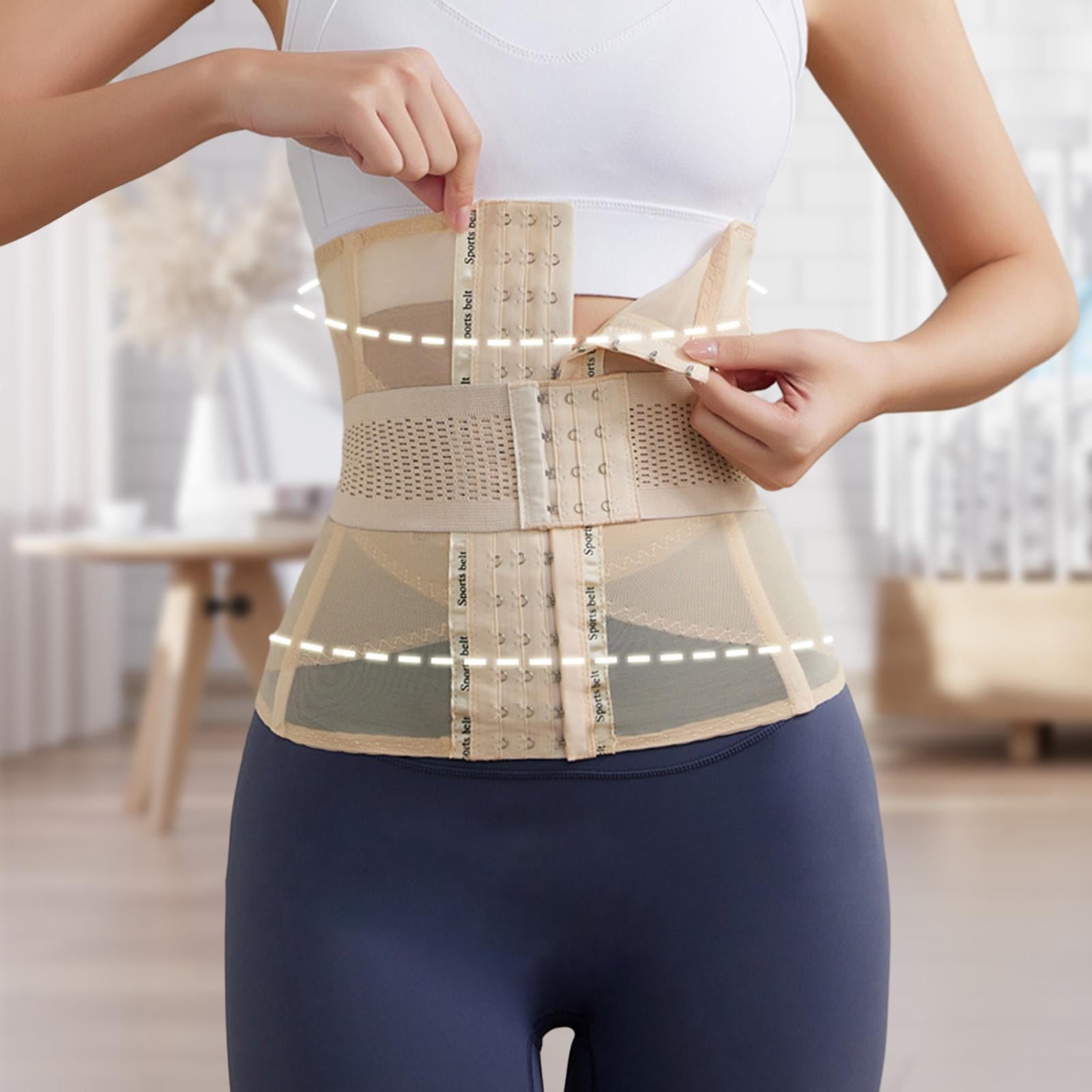 kusrkot Women Waist Trainer Wrap Waistband Abdominal Trainer for Running Gym Fitness Skin Color L