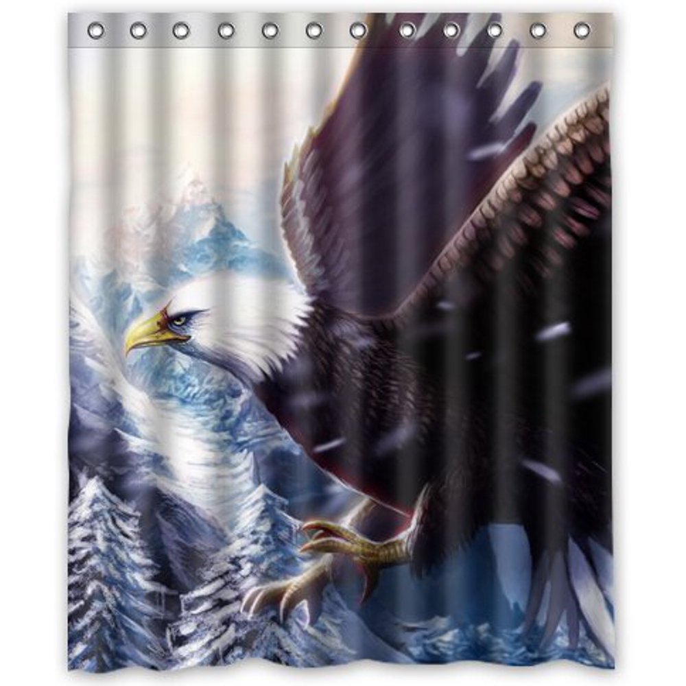 GreenDecor Eagles Art Wings Animals Waterproof Shower Curtain Set with