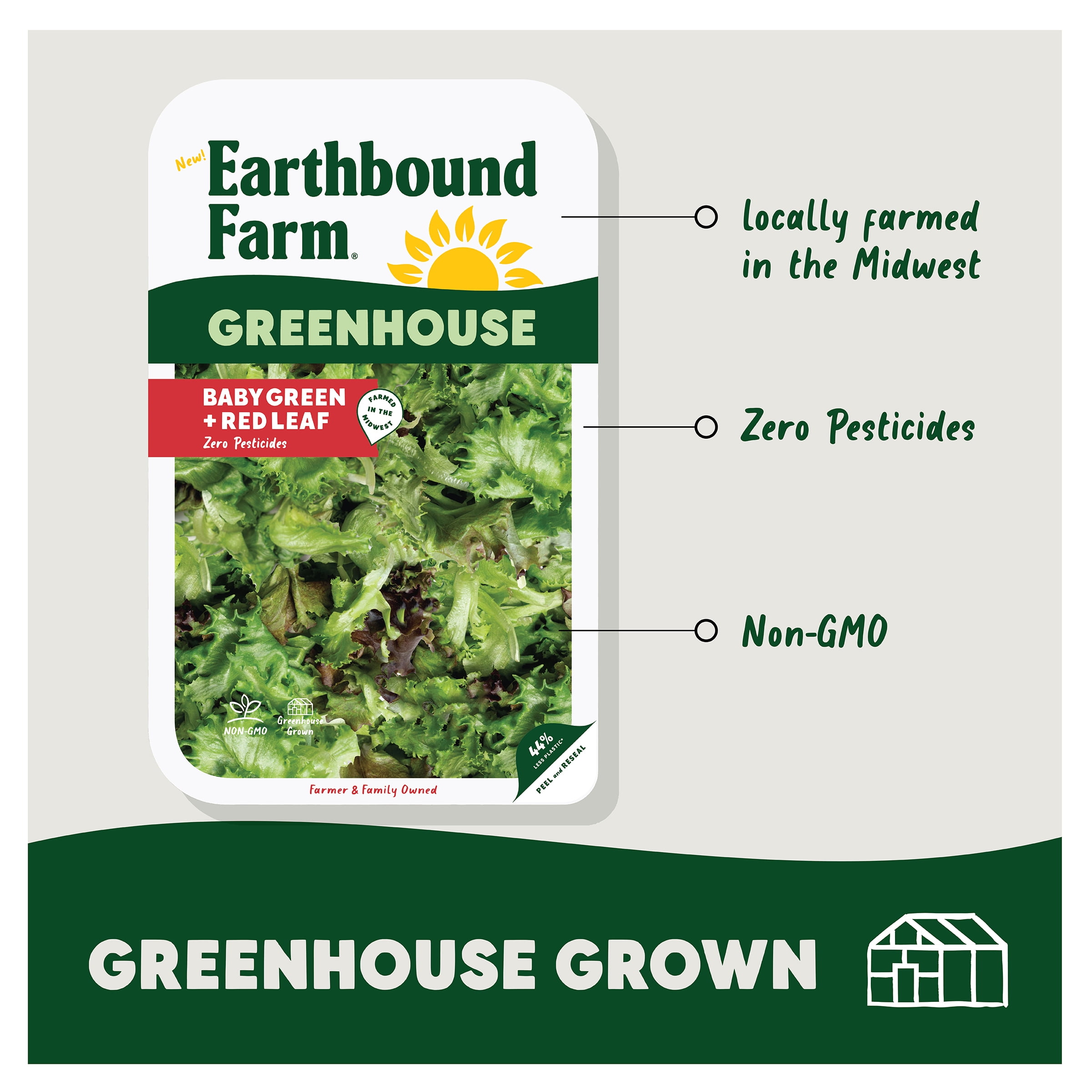 Earthbound Farm Greenhouse Baby Green Red Leaf 8oz