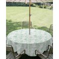 thumbnail image 2 of Outdoor Tablecloth with Umbrella Hole Zipper Green Floral Cute Round Tablecloth 54" Waterproof Outside Table Cloth Summer Cozy Botanical Patio Table Cover Tablecloths for Picnic Party, 2 of 8