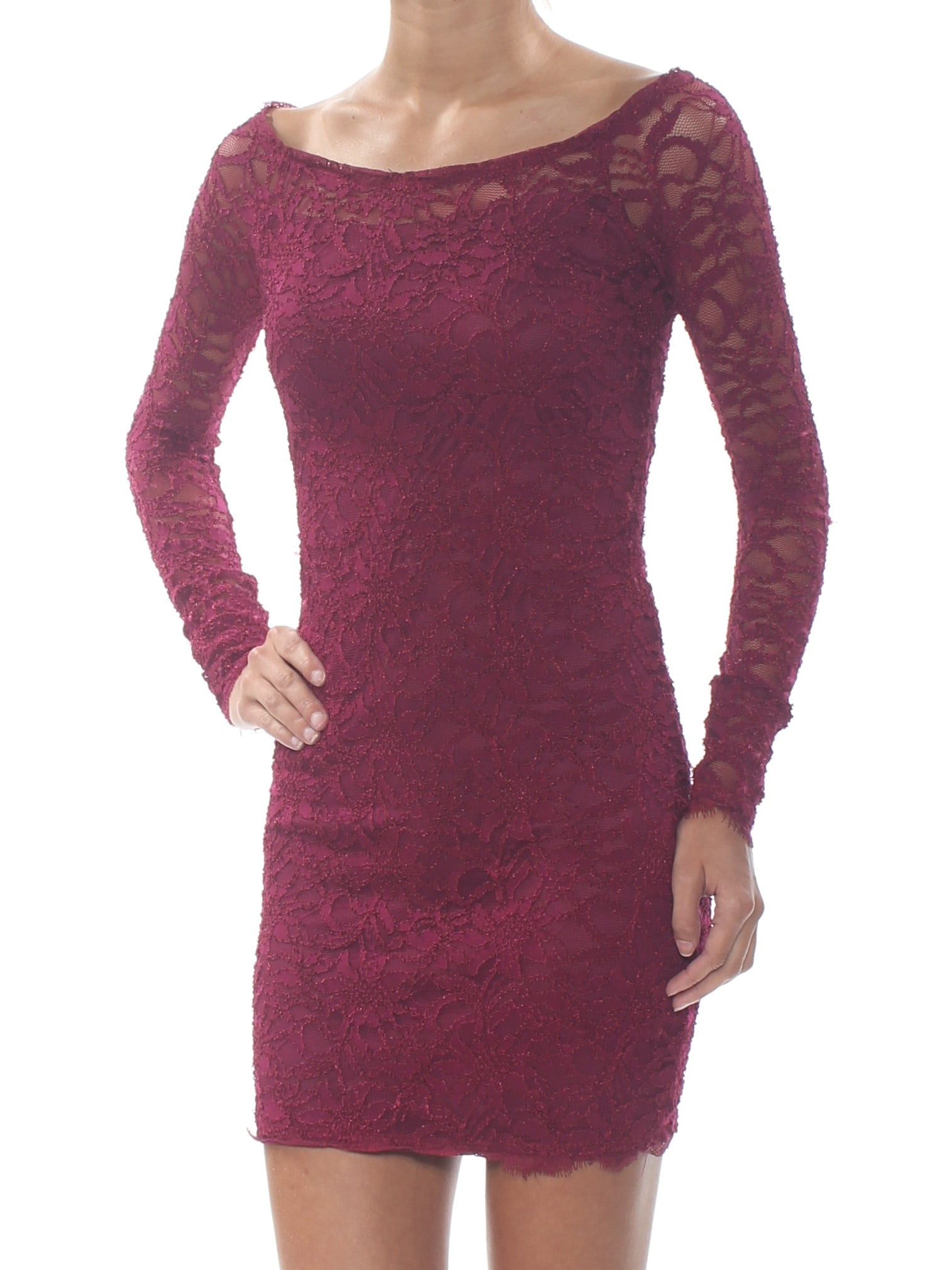 maroon lace long sleeve dress