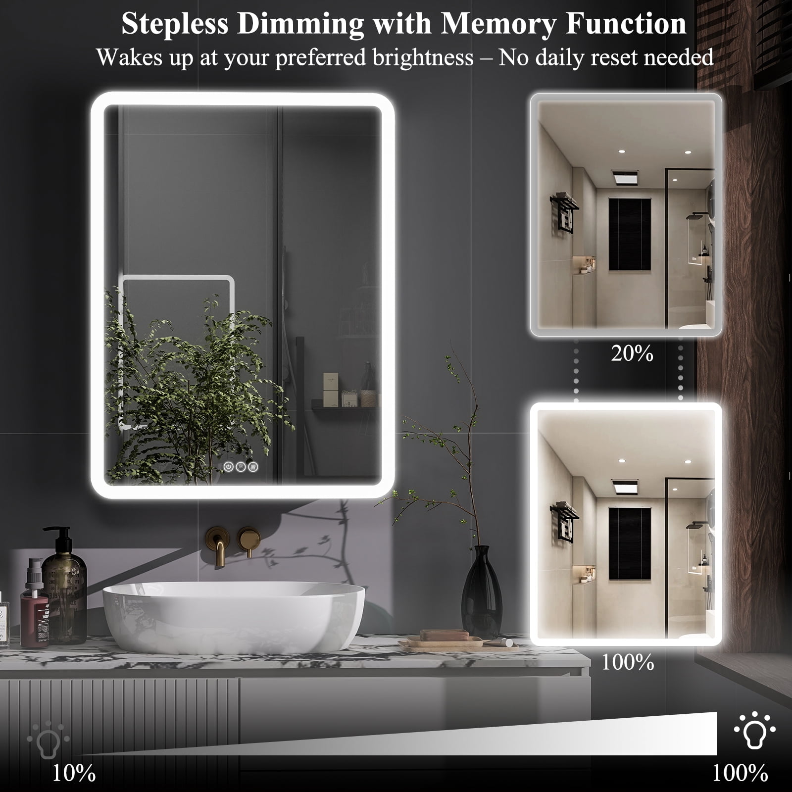 Easy4Home 24"x32" LED Bathroom Medicine Cabinet with Mirror with Adjustable Shelves & One-Door