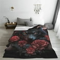 thumbnail image 5 of Salouo Rose Full Moon Black Wolf Print Bed Blankets,Flannel Blanket Comfortable Air Conditioning Blanket Lightweight Blanket for Sofa Bed Travel & Couch -40"x30", 5 of 8