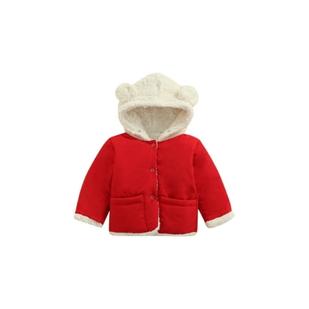 

Qiylii Baby Winter Hooded Coat Long Sleeve Button-down Wadded Jacket