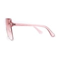 thumbnail image 4 of Colorful Flat Top Half Rim Large Shield 80s Plastic Sunglasses Pink, 4 of 4