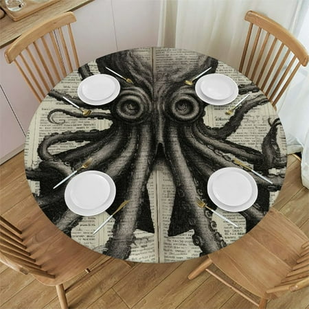 

Autua Octopus Round Tablecloth | Stain Resistant Washable | Indoor/Outdoor Kitchen Dining Wedding Party | 100% Polyester Fiber | Home Kitchen Holiday Dinner Decor 38 -42