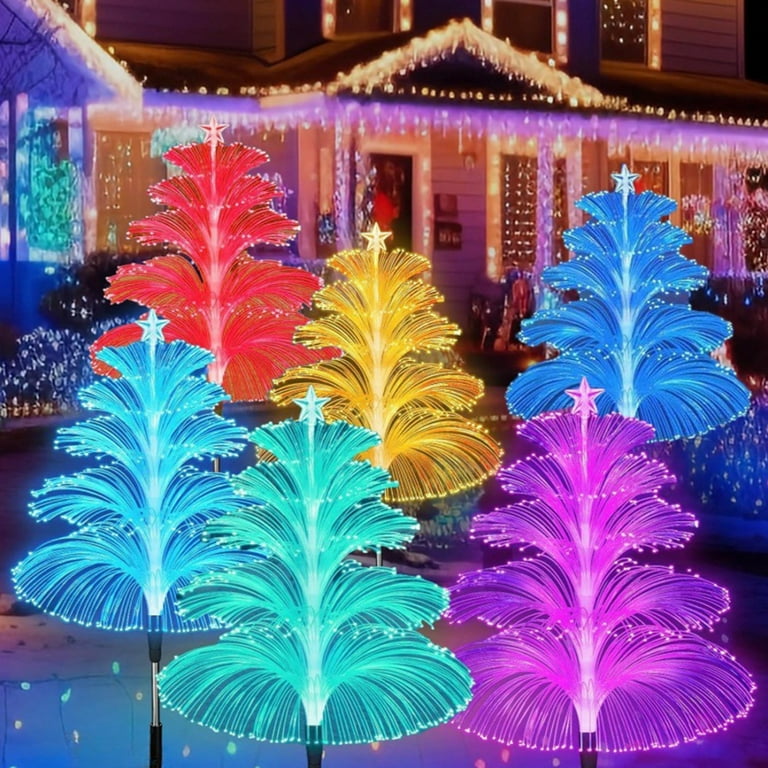 2Pcs Waterproof Solar Christmas Tree Jellyfish Lights Heat 