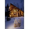 Lighted Cabin With Snowshoes In Front UtahNbrianhead Winter PosterPrint