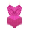 thumbnail image 3 of iiniim Women's Rhinestone Latin Dance Leotard Dress Tassel Bodysuit Samba Salsa Cha-Cha Rumba Performance Hot Pink S, 3 of 7