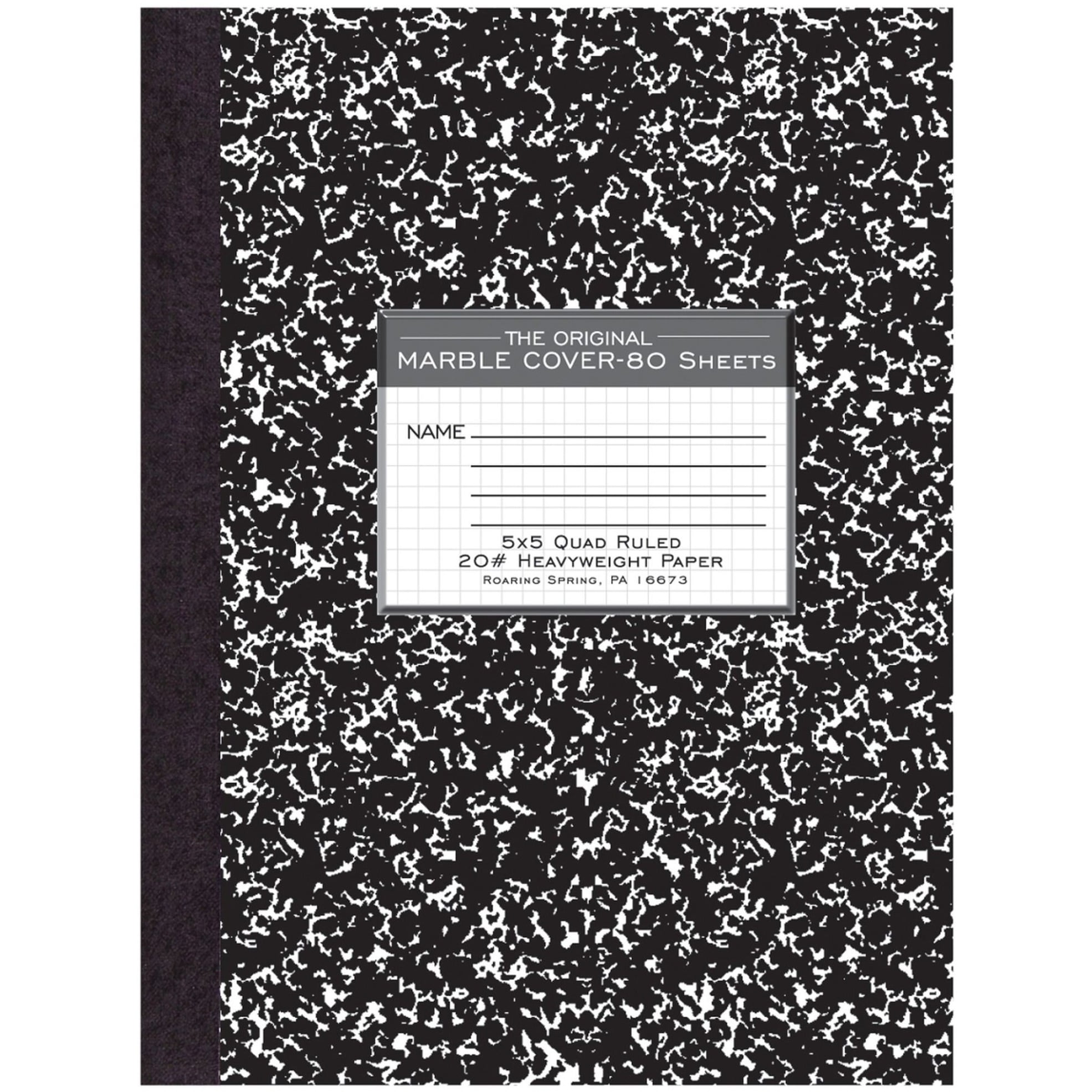 Roaring Spring Signature Collection Graph Ruled Oversized Hard Cover Composition Book, 1 Case (24 Total), 10.25" x 7.88" 80 Sheets, Black Marble