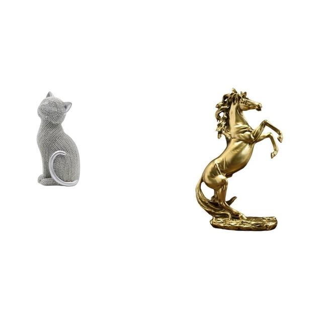 Figura de escritorio,Estatua de gato,linda estantería,escritorio,decoración del hogar,Estatua del caballo,Estatua de caballo de pie hecha a mano de resina de cafetería,Escultura de caballo