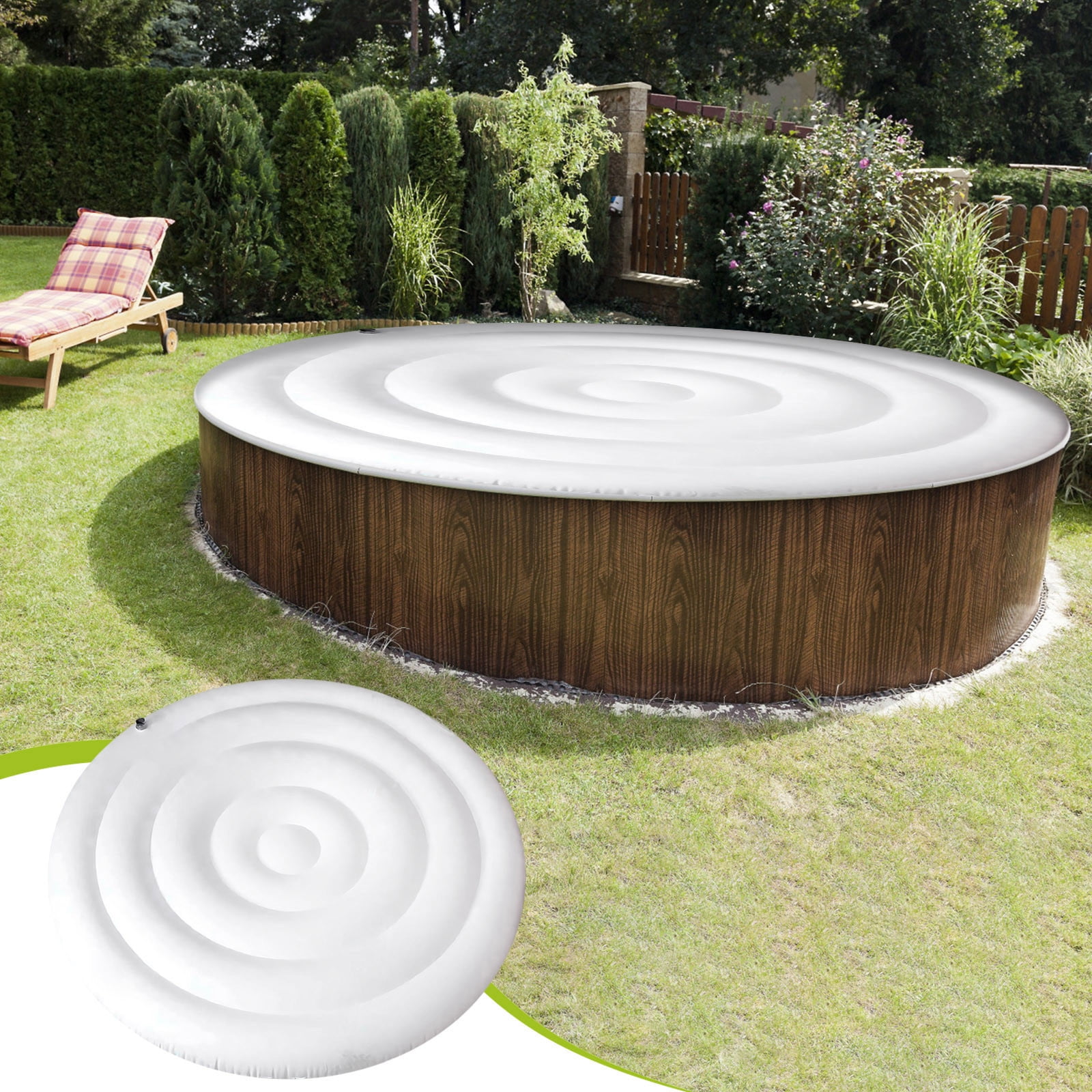Zhourta Portable Inflatable Round Hot Tub Cover with Handle, Insulated Hot Tub Lid for Outdoor, Save Energy Rain Proof Snow Proof Spa Pool Accessories