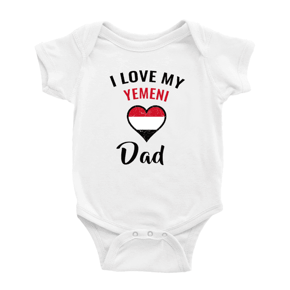 I Love My Yemeni Dad Heart Flag Baby Bodysuit Newborn Clothes Outfits (White, 6-12 Months)