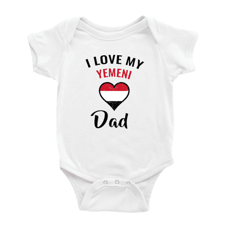 

I Love My Yemeni Dad Heart Flag Baby Bodysuit Newborn Clothes Outfits (White 18-24 Months)