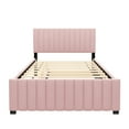 thumbnail image 3 of Full Size Bed With Twin Trundle In Soft Pink Velvet - Long-lasting & Versatile Construction Elegant Upholstered Functional, 3 of 6