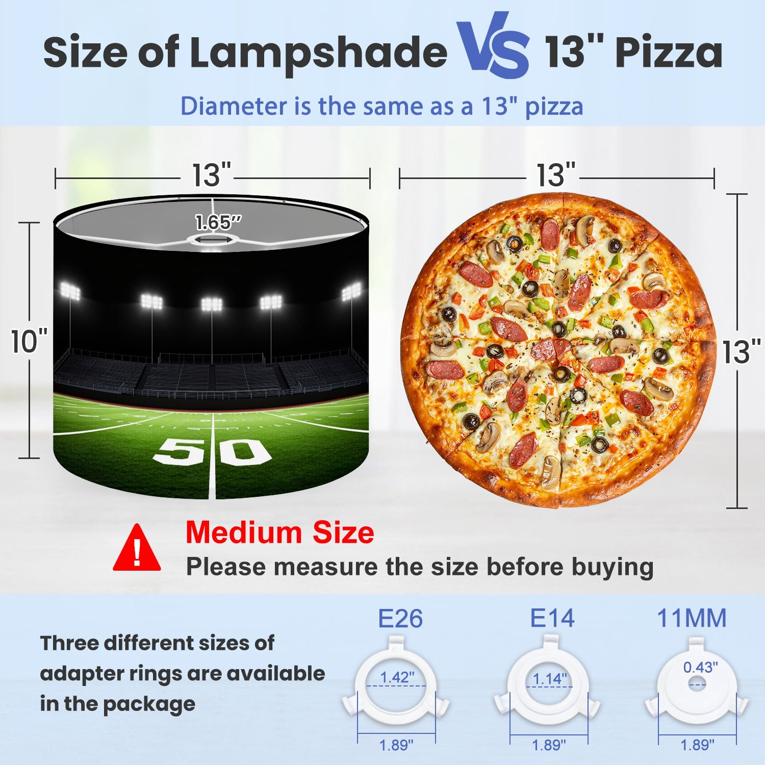 Linen Drum Lampshades Football Field 13"x13"x10" Light Shade for Table Lamps Floor Lamps Drum Lamp Shades Lampshade Replacement Kids Room Nursery Game Room Man Cave Decor Assembly Required